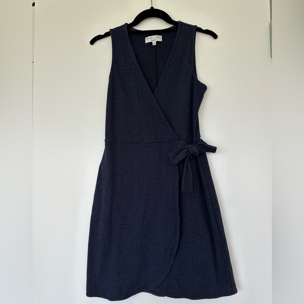 Madewell Texture & Thread, XXS, Navy, Side-Tie Dress